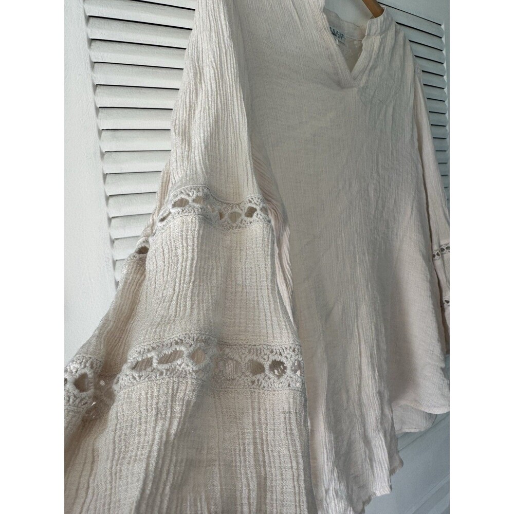 Studio Woman 2X Cream Boho Lace Crochet Tunic Top - Picture 5 of 9